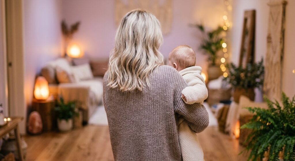 Consulenza impronte di nascita bambini - mamma con neonato in ambiente olistico